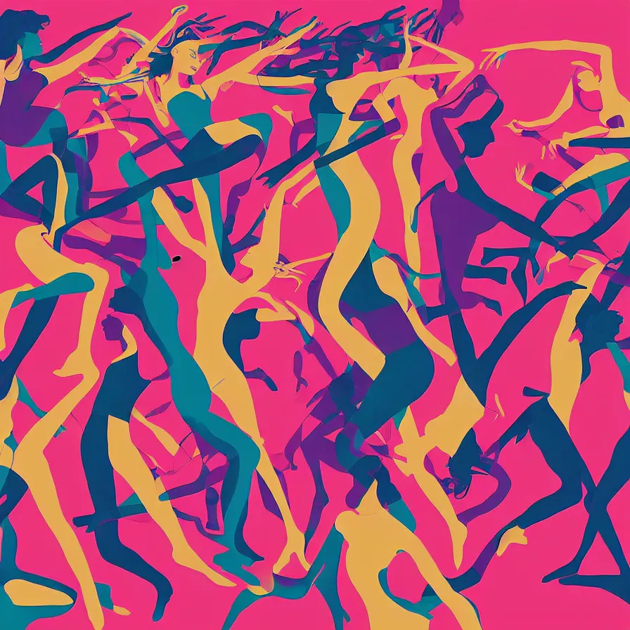 Image similar to album cover design depicting beautiful dancing women, by Jonathan Zawada, digital art