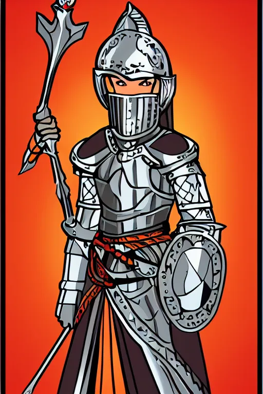 Image similar to Portrait of a lian in a medieval armor, knight, medieval, sticker, colorful, illustration, highly detailed, simple, smooth and clean vector curves, no jagged lines, vector art, smooth