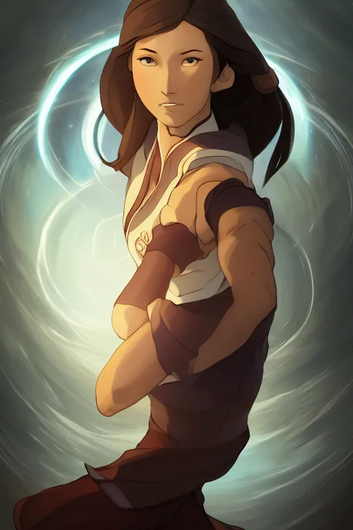 Prompt: centered detailed portrait of a korra, unrealistic character concept, beautiful comic korra, identical eyes, gazing eyes, beautiful eyes medium shot, elegant pose, fantasy, illustration, slender symmetrical face and body, artstation, cinematic lighting, hyperdetailed, cgsociety, 8k, high resolution, Charlie Bowater, Tom Bagshaw, single face, insanely detailed and intricate, octane render, golden ratio, dark fractal background, vfx, postprocessing, freckles, alluring.1.00, featured on behance, Trending on artstation, well-rendered. last airbender, water tribe