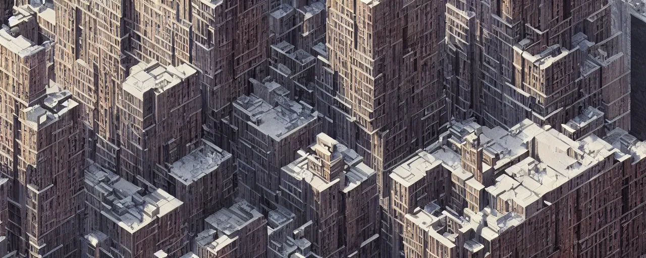 Image similar to new york city blocks. aerial. architecture. cinematic lighting. trending on artstation. cgsociety. art by greg rutkowski and william o'connor