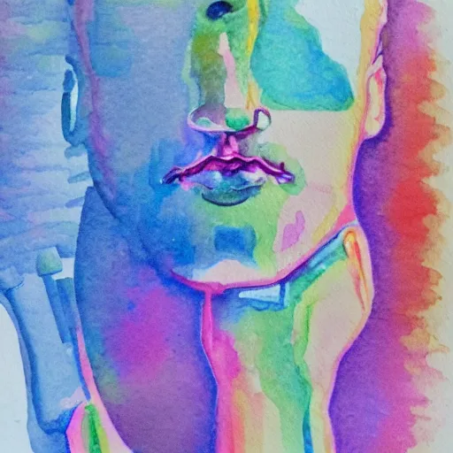 Image similar to an AI's rendition of a computers self image, water color