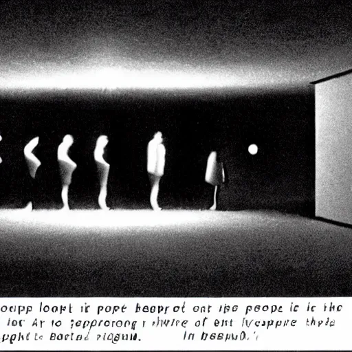 Image similar to a group of people in a dark room. The only source of light is a small window in the corner. The people are all looking at something outside of the art installation. islandpunk by Oskar Fischinger, by Jim Lee soft, dignified