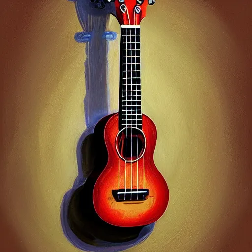 Image similar to highly detailed painting of an ukulele, digital painting, artstation, realistic