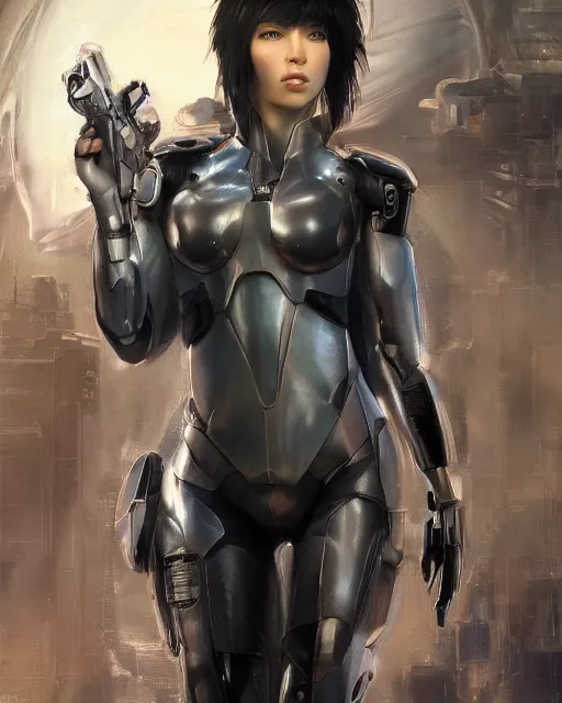 Image similar to weta disney pixar movie still portrait photo of motoko kusanagi ghost in the shell : : as cyborg woman by pixar : : by weta, wlop, ilya kuvshinov, rossdraws, artgerm, marvel, maxim cover, latex, octane render, sweaty, iridescent, bright morning, anime, liosh, mucha : :