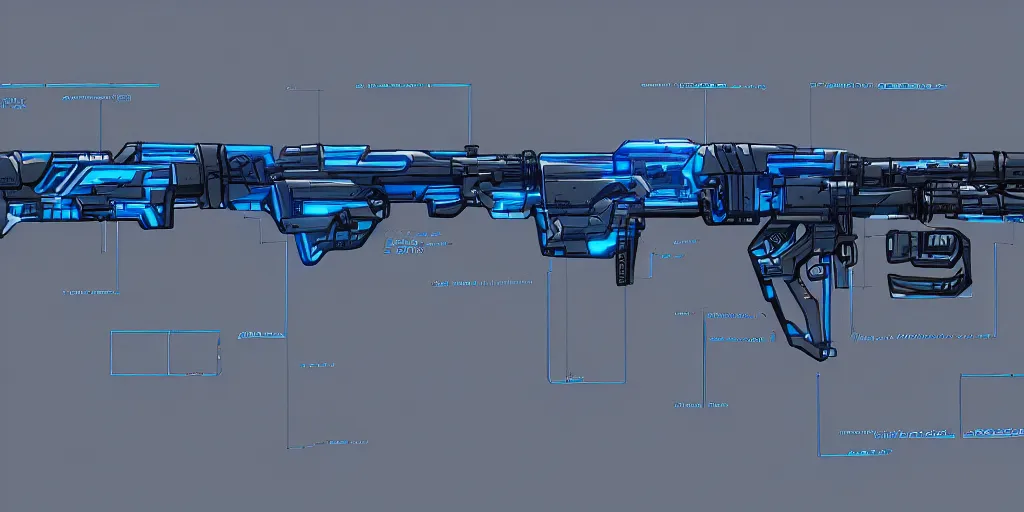 Prompt: schematic of a futuristic plasma rifle, blueprint, HD, side view, 4k