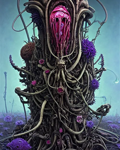 Image similar to the platonic ideal of flowers, rotting, insects and praying of cletus kasady carnage thanos dementor chtulu mandelbulb schpongle bioshock xenomorph dead space, ego death, decay, dmt, datura stramonium, concept art by randy vargas and zdzisław beksinski and greg rudkowski