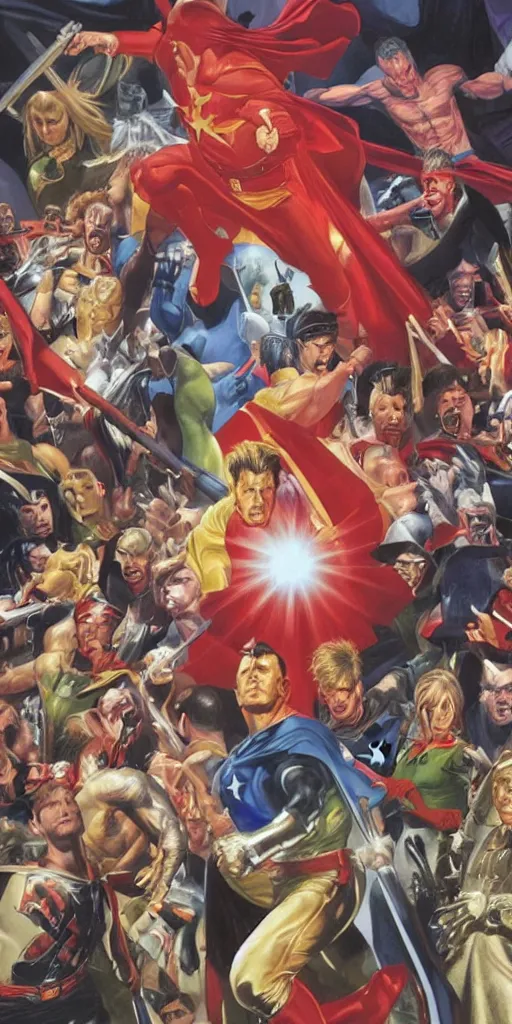 Image similar to A Kingdom Come cover by Alex Ross, oil painting