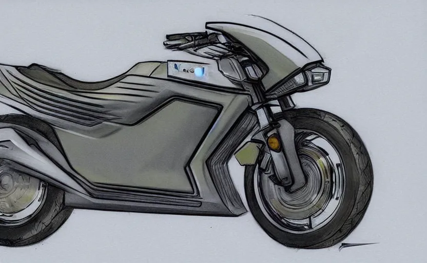 Prompt: 1 9 9 0 s kawasaki sport motorcycle concept, sketch, art,