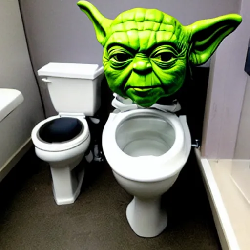 Image similar to toilet with angry facial expression, used by yoda