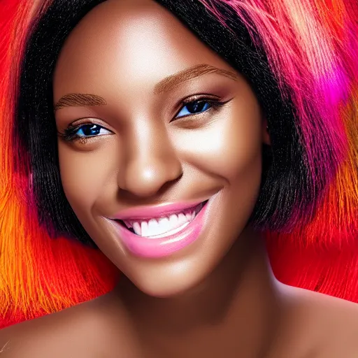 Prompt: short blonde hair black woman beautiful smile supermodel digital art , 8k