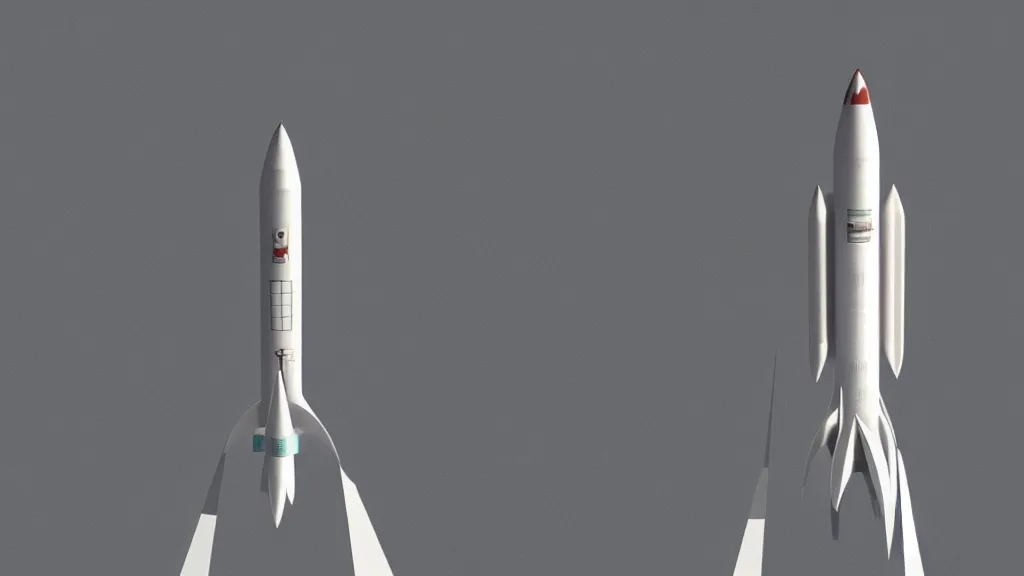 Image similar to a retro designed rocket with sleek fins