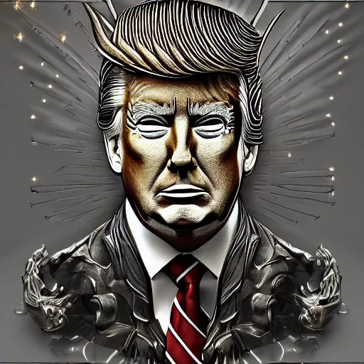 Image similar to god emperor donald trump, trending on artstation, highly detailed, award - winning, hyper creative, glowing