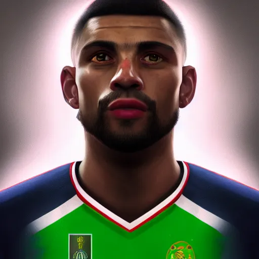 Prompt: portrait of pepe style of fifa player character, concept art, trending on artstation, highly detailed, intricate, sharp focus, digital art, 8 k