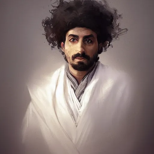 Prompt: a portrait of a Kurdish Albert Einstein in Kurdish clothes by Greg Rutkowski, digital art, horror, chiaroscuro, trending on artstation, anime arts, featured on Pixiv, HD, 8K, highly detailed, good lighting, beautiful, epic, masterpiece