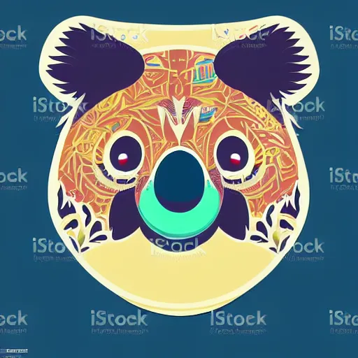 Image similar to Propaganda poster of koala, sticker, highly detailed, colorful, illustration, smooth and clean vector curves, no jagged lines, vector art, smooth