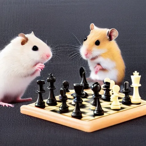 Image similar to a hamster playing chess