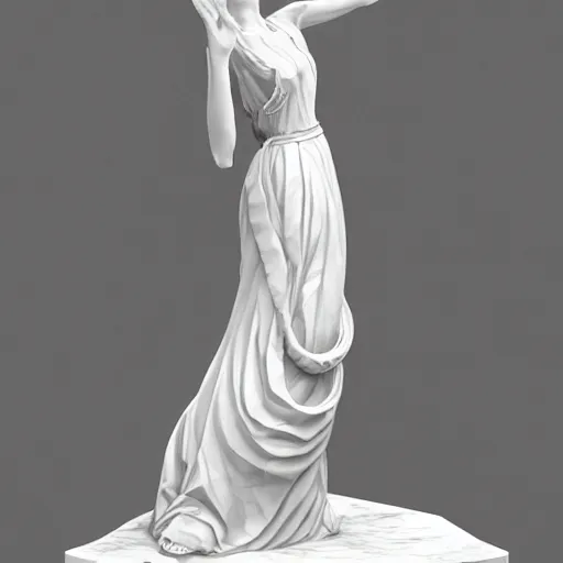 Image similar to a statue of a woman in a white dress, a marble sculpture by luca della robbia, featured on zbrush central, new sculpture, marble sculpture, made of plastic, ambient occlusion