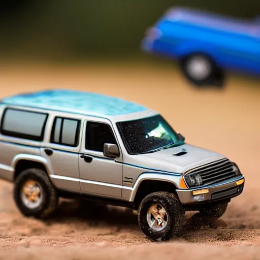 Prompt: Jeep COMMANDER, micro machines, bokeh, macro photography