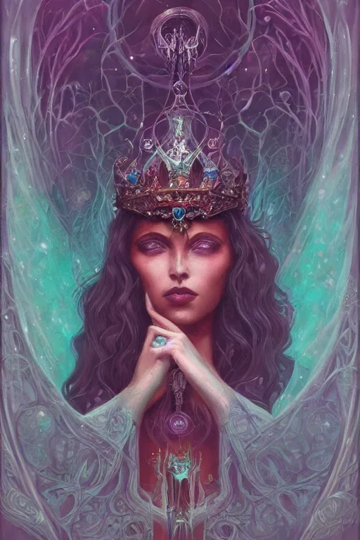 Image similar to jeweled crown, other worldly, fairy necromancer court, bones, art nouveau, by anato finnstark, tom bagshaw, brom