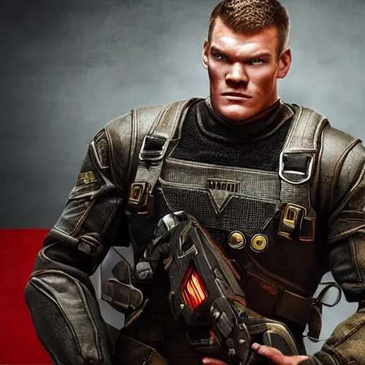 Image similar to alan ritchson playing bj blazkowicz in the live - action wolfenstein film