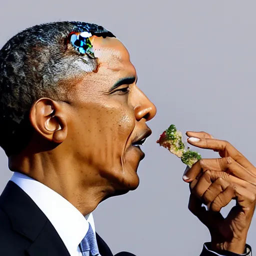 Image similar to barack obama eating a whole car