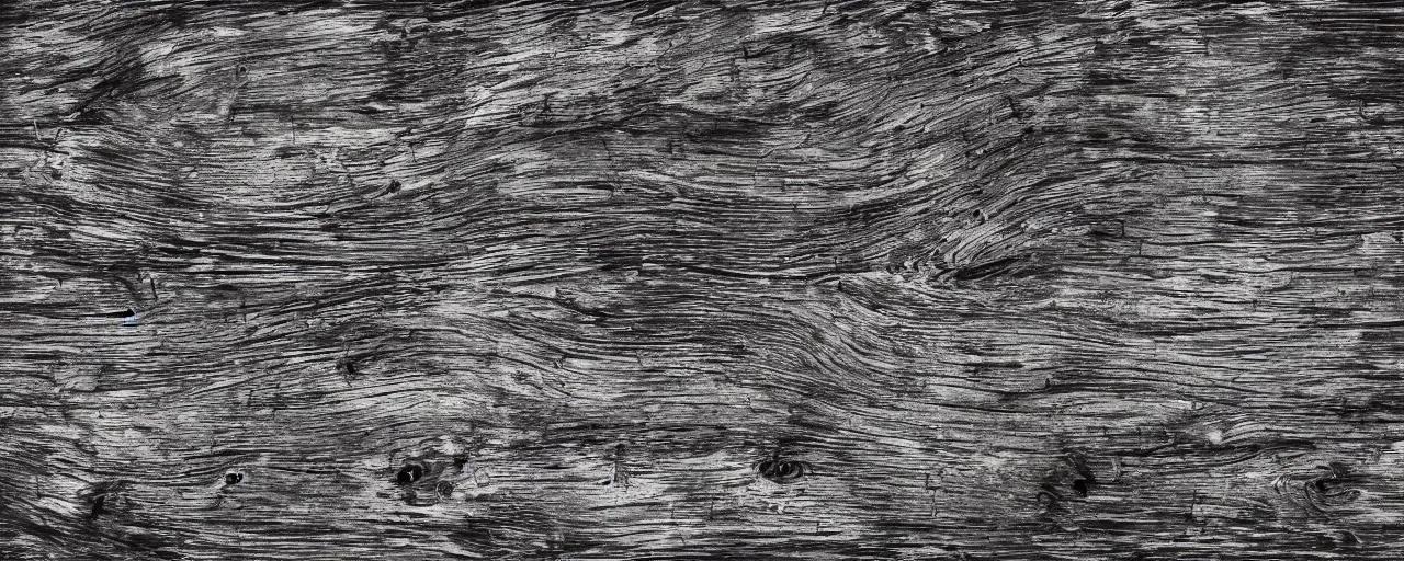 Prompt: 2d aged and worn horizontal woodgrain, black and white detailed photorealistic texture
