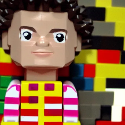 Prompt: Micheal Cera made of Legos
