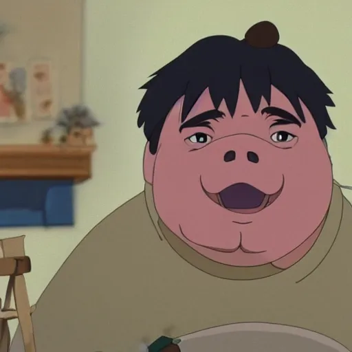 Prompt: viktor orban as a pig in a studio ghibli movie, screenshot