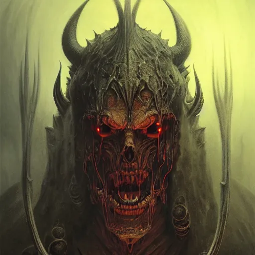 Image similar to a portrait of a demonic duke of hell, sci-fi concept art by giger and beksinski and szukalski and wlop and pete mohrbacher, digital art, highly detailed, intricate, horror, sharp focus, Trending on Artstation HQ, deviantart, unreal engine 5, 4K UHD image