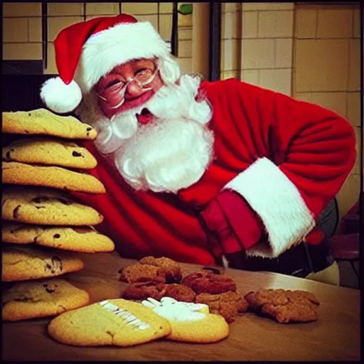Image similar to “ santa crying over cookies and milk ”