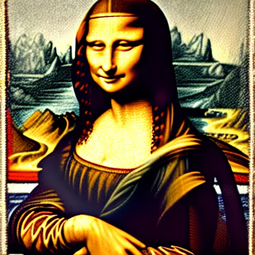 Prompt: a beautiful roman mosaic of the mona lisa