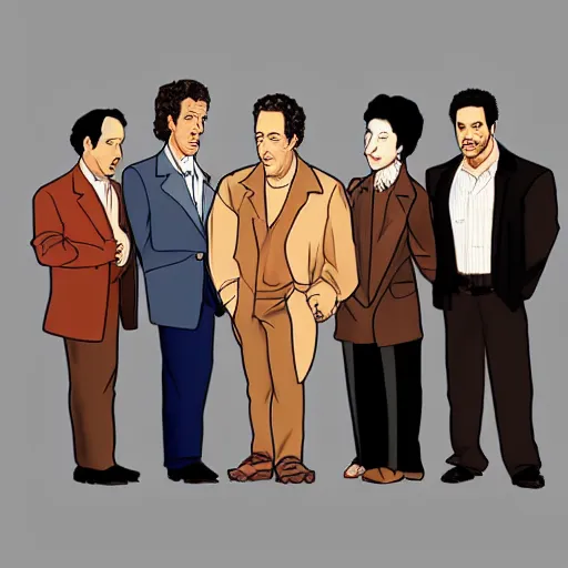 Prompt: the cast of seinfeld, by jeehyung lee