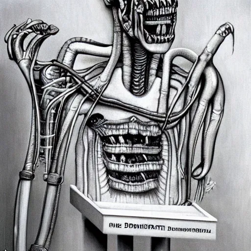 Prompt: the dentist by hr giger