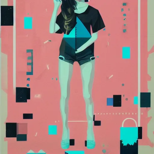 Image similar to Gianna Micheals Painting by Sachin Teng, asymmetrical, Organic Painting , Matte Painting, geometric shapes, hard edges, graffiti, street art,:2 by Sachin Teng:4