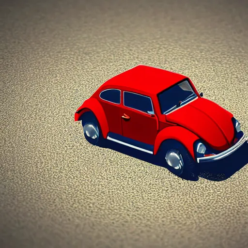 Prompt: a volkswagen beetle made of voxels isometric hd