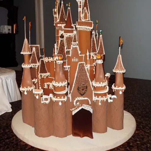 Prompt: castle by walt disney made out of gingerbread and stuff