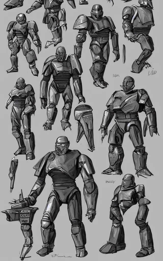 Image similar to concept art of heavy powered armor in the style of star trek/star wars