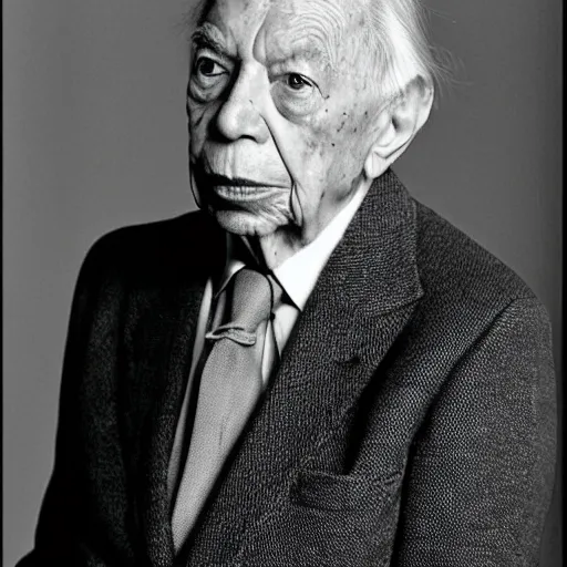 Prompt: “An Annie Leibovitz portrait of Jorge Luis Borges”