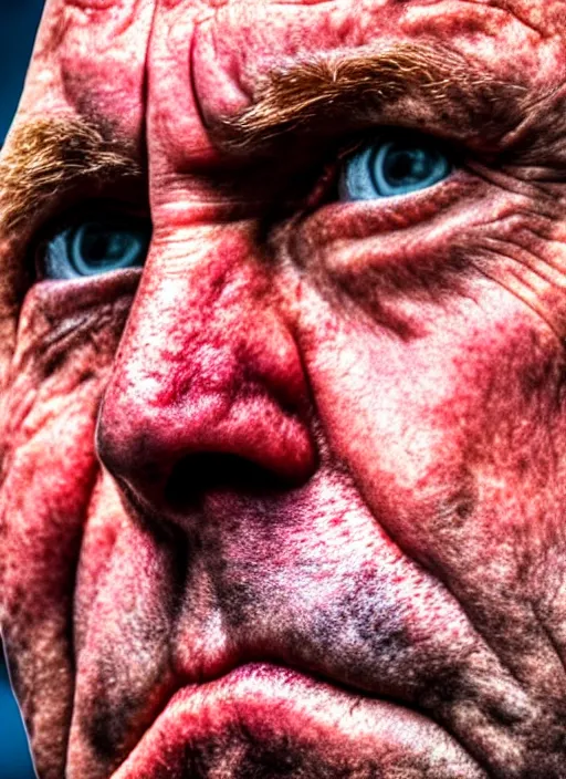Image similar to extremely detailed hdr photo of alex jones face, macro detail, pores