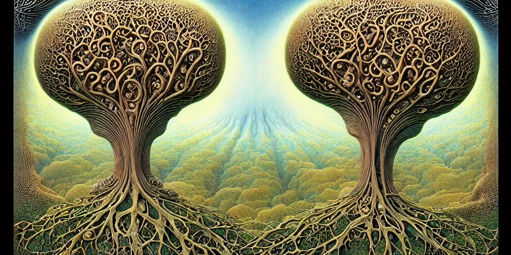 Image similar to tree of life by roger dean and andrew ferez, art forms of nature by ernst haeckel, divine chaos engine, symbolist, visionary, art nouveau, botanical fractal structures, organic, detailed, realistic, surreality