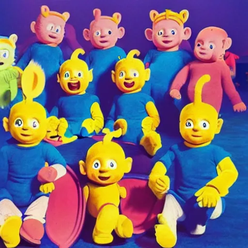 Image similar to Teletubbies with the face of sonic acidwave