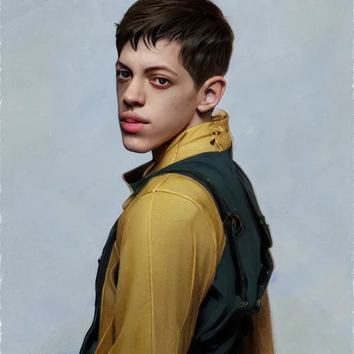 Image similar to Pete Davidson, highly detailed, digital painting, artstation, concept art, smooth, sharp focus, illustration, ArtStation, art by artgerm and greg rutkowski and alphonse mucha and J. C. Leyendecker and Edmund Blair Leighton and Katsuhiro Otomo and Geof Darrow and Phil hale and Ashley wood and Ilya repin and Charlie Bowater