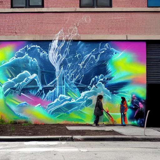 Image similar to a mural by spray paint artist outer source in new york