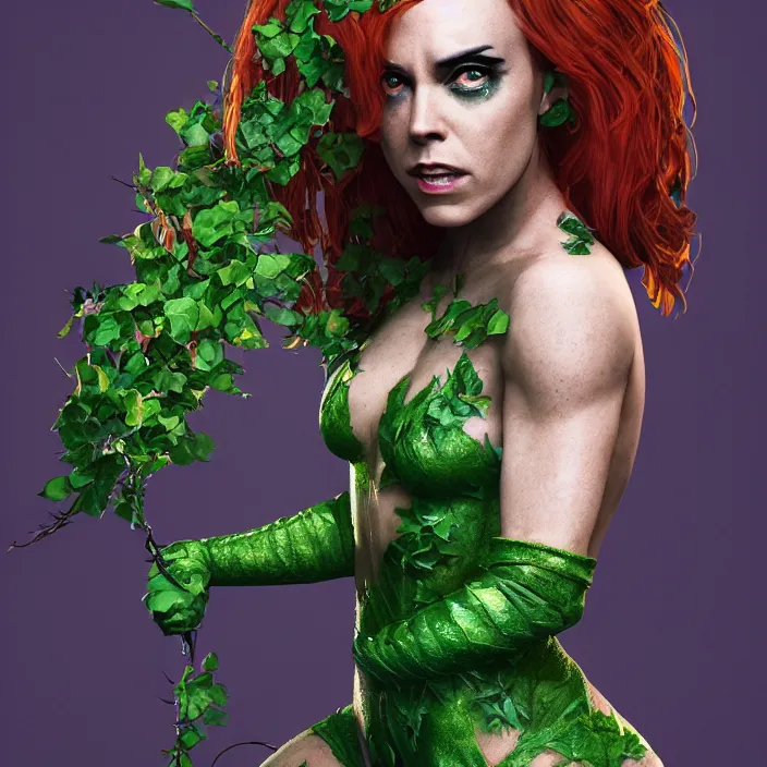 Image similar to portrait of Melanie C as a Poison Ivy in Batman & Robin 1997. intricate artwork. by Tooth Wu, wlop, beeple, dan mumford. octane render, trending on artstation, greg rutkowski very coherent symmetrical artwork. cinematic, hyper realism, high detail, octane render, 8k