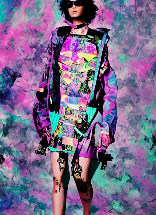 Image similar to vaporwave resort balenciaga military, hot topic, decora inspired, visual art