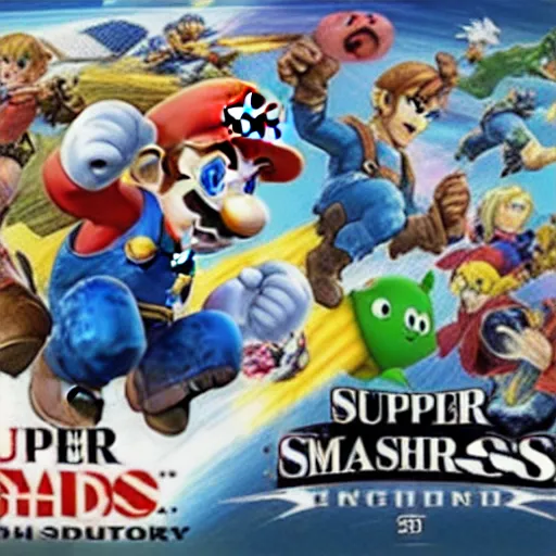 Image similar to super smash bros movie poster. 3d rendered. unreal engine.