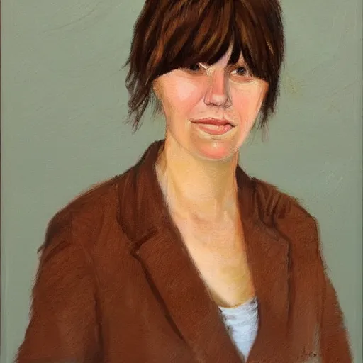 Prompt: a french and swedish woman with brown bangs, character portrait by jane freilicher, pinterest contest winner, regionalism, contest winner, academic art