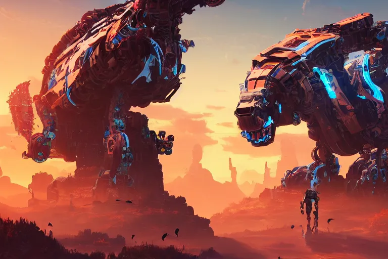 Image similar to rollerback machine mecanical creature robot of horizon forbidden west horizon zero dawn bioluminiscence global illumination ray tracing hdr fanart arstation by ian pesty and alena aenami artworks in 4 k