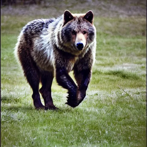 Image similar to half wolf, half horse, half grizzly bear