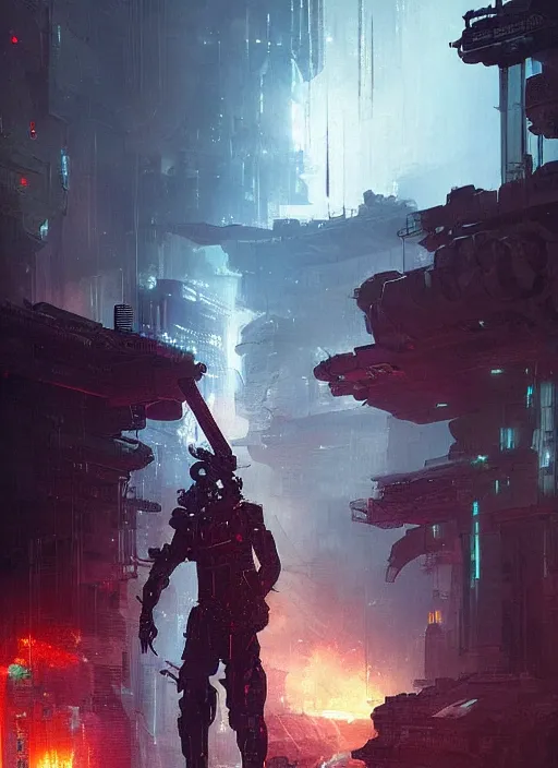 Image similar to a futuristic cyberpunk cat soldier in war scene, epic scene, big explosion, by greg rutkowski